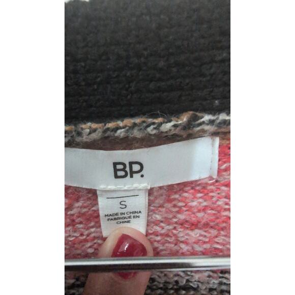 BP. Crop Cardigan Sweater Small Red Black Tan Excellent Condition - Picture 2 of 3